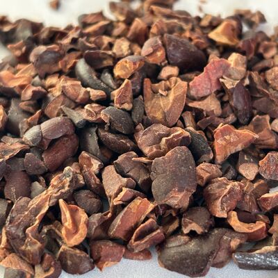 Fragmentos de granos de cacao
