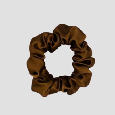 Glazed brown satin scrunchie