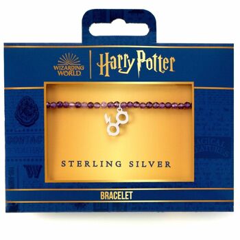 Bracelet en pierre semi-précieuse Harry Potter avec breloque éclair et lunettes en argent sterling 2