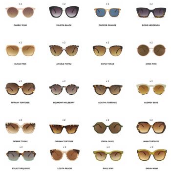 Lunettes de soleil - pack de 40 lunettes les plus vendues 2