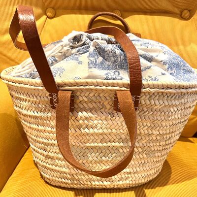 Bassinet baskets 8 turns double handles closure pouch toile de jouy