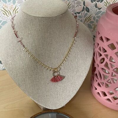 Esmeralda rose quartz & gold necklace