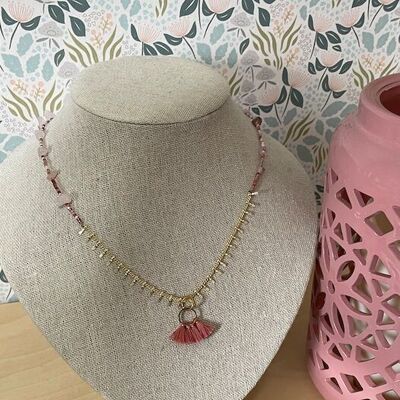 Esmeralda rose quartz & gold necklace
