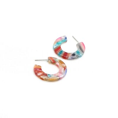 Candy hoop earrings, Small in cellulose acetate