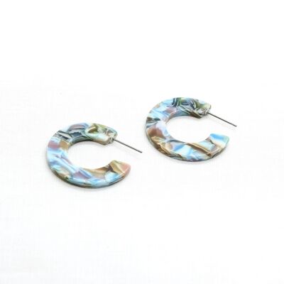 Ocean hoop earrings, Small in cellulose acetate