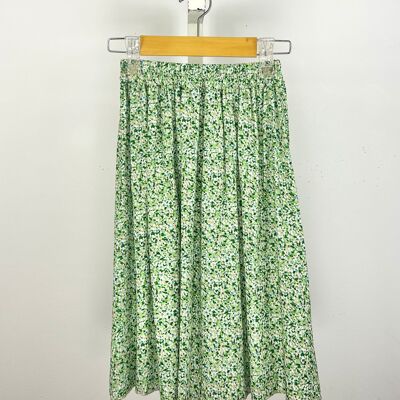 Girls' floral print mid-length skirt