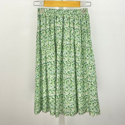 Girls' floral print mid-length skirt