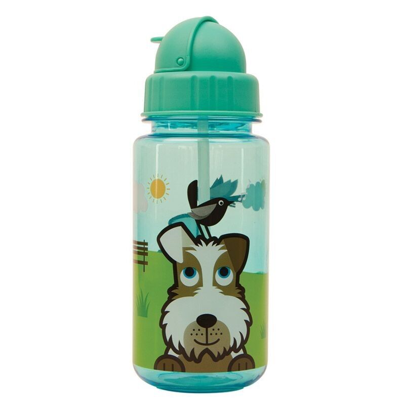 Bottle with straw Scruff the dog