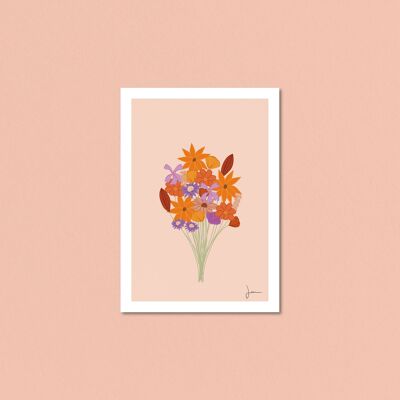 Affiche Bouquet de fleurs - Illustration colorée pleine de peps - Art botanique fleuri