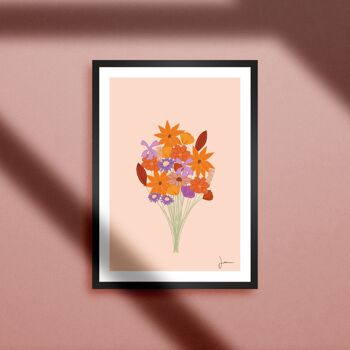 Affiche Bouquet de fleurs - Illustration colorée pleine de peps - Art botanique fleuri 3