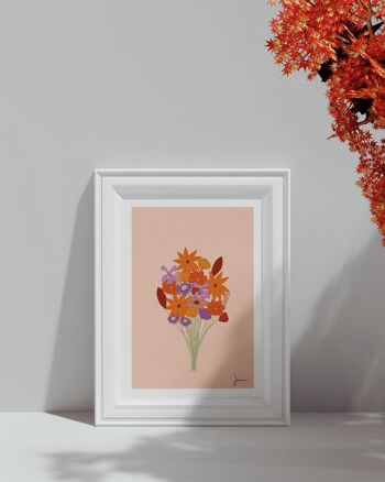 Affiche Bouquet de fleurs - Illustration colorée pleine de peps - Art botanique fleuri 2