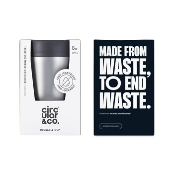 Tasse circulaire 8oz Chalk & Storm Grey (1 x pack 8) Tasse à café réutilisable durable 1
