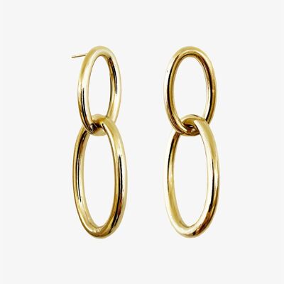 2 Oval Rings Earrings - gold