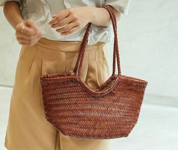 Sac fourre-tout Carmel en cuir vera intrecciata a mano 11