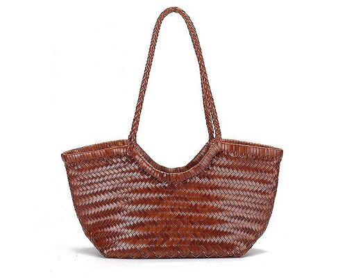 Carmel- Hand Weave Genuine Leather Tote Bag