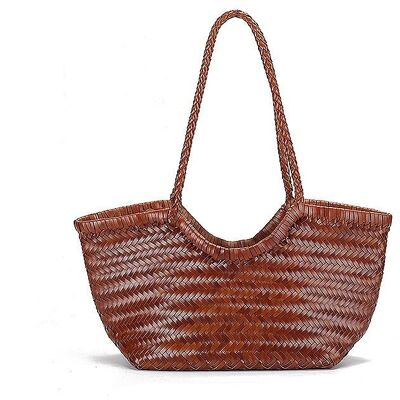 Carmel- Hand Weave Genuine Leather Tote Bag