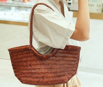 Sac fourre-tout Carmel en cuir vera intrecciata a mano 10