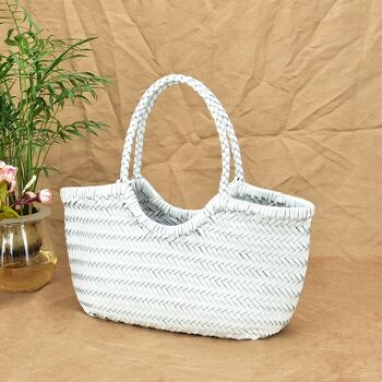 Sac fourre-tout Carmel en cuir vera intrecciata a mano 17