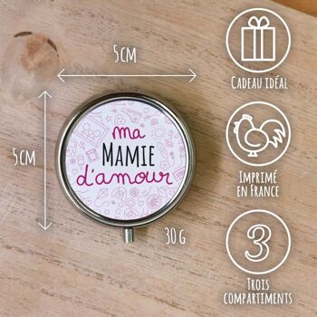 Pilulier - 3 compartiments - "Ma mamie d'amour" 4