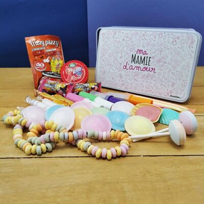 Coffret bonbons des années 80  "Ma mamie d'amour"(Boîte en métal)