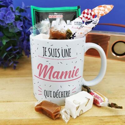 Mug bonbon années 60  "Mamie qui déchire"   - Cadeau Mamie