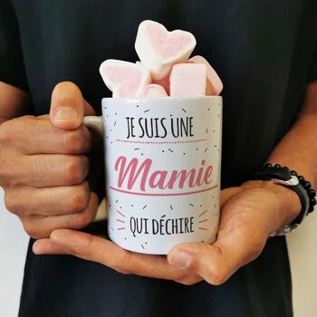 Mug "Mamie qui déchire"   et ses guimauves coeurs x10 - Cadeau Grand-Mère 3