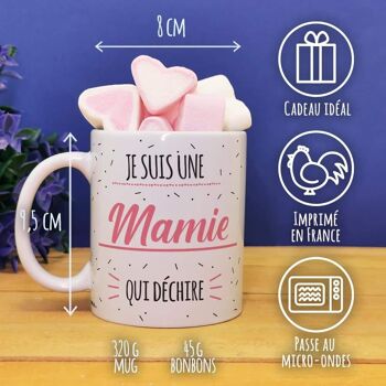 Mug "Mamie qui déchire"   et ses guimauves coeurs x10 - Cadeau Grand-Mère 4