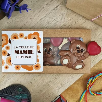 Milchschokoladen-Teddybären x3 „Die beste Oma der Welt“