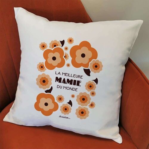 Coussin “La meilleure mamie du monde”   –  Cadeau Grand-Mère