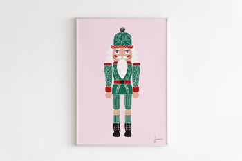Affiche Casse noisette vert - Illustration de fêtes de Noël - Art festif - Décoration d'hiver 1