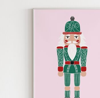 Affiche Casse noisette vert - Illustration de fêtes de Noël - Art festif - Décoration d'hiver 2