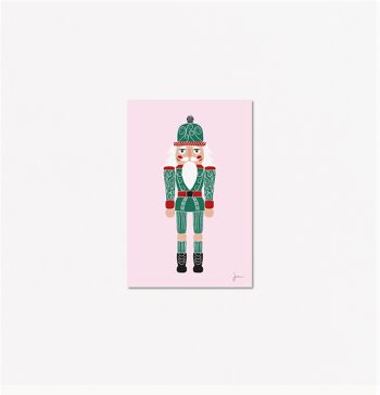 Carte postale Casse noisette vert - Illustration fêtes de Noël - Art festif - Carte de vœux 1