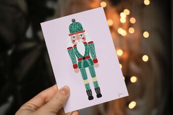 Carte postale Casse noisette vert - Illustration fêtes de Noël - Art festif - Carte de vœux 3