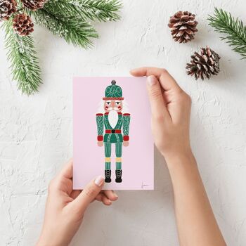 Carte postale Casse noisette vert - Illustration fêtes de Noël - Art festif - Carte de vœux 2