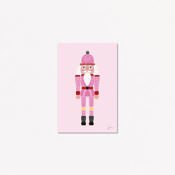 Carte postale Casse noisette rose - Illustration fêtes de Noël - Art festif - Carte de vœux enchantée 1