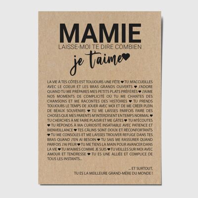 Carte postale "Mamie laissez-moi te dire combien je t'aime"