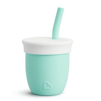 Silicone cup with straw 120ml - Mint
