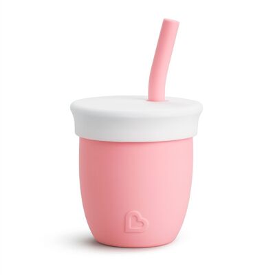 Silicone cup with straw 120ml - Pink