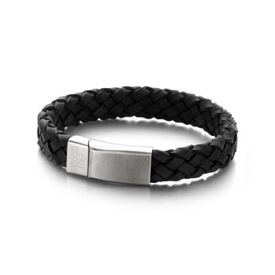Dark blue braided leather bracelet - 7FB-0133
