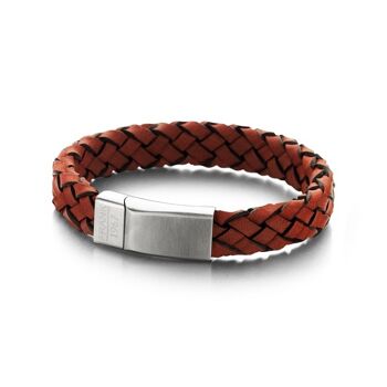 Bracelet cuir tressé rouge - 7FB-0134 1