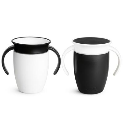 Miracle 360º anti-drip cup with handles 200ml Black and White - White/Black (assorted 2 colors)