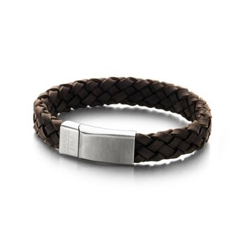 Bracelet cuir tressé marron - 7FB-0135 1