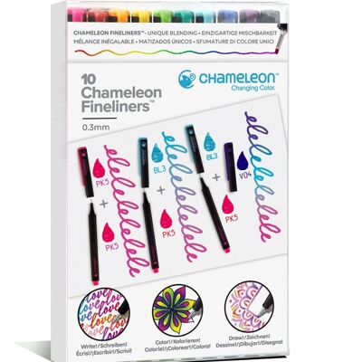 Schachtel mit 10 Chameleon Finelinern