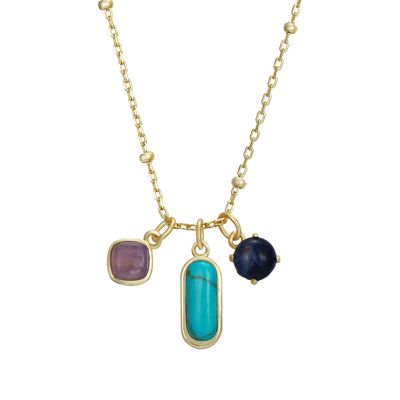 Trio Turquoise, Lapis Lazuli & Amethyst Necklace