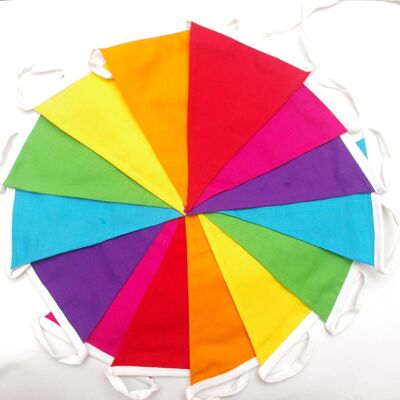 Multicoloured Rainbow Bunting ,100% Cotton -5 metres & 18 Flags