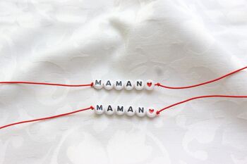 Bracelet Bulles Rouge "Maman" 1