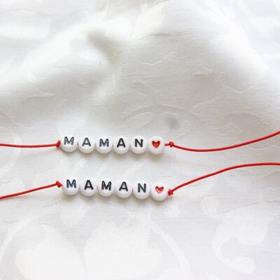Bracelet Bulles Rouge "Maman"