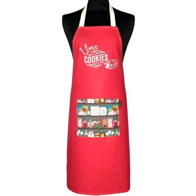 Apron, "I love cookies" grenadine