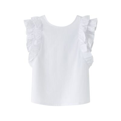 Girls ruffle sleeve blouse- Plain white