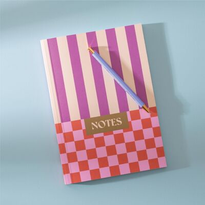 A5 Lay Flat Notebook | Checks & Stripes | Lined